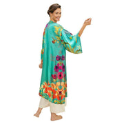 Powder Hummingbird at Dusk Kimono Gown - Teal