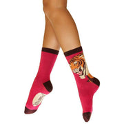 Powder Thrill of the Tiger Ankle Socks - Fuchsia Pink