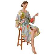 Powder Tropical Flora and Fauna Kimono Gown - Lavender Blue