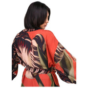 Langes Kimono-Kleid in Pudertulpenform – Rot