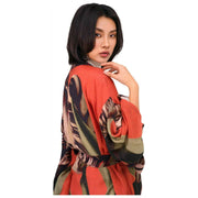 Langes Kimono-Kleid in Pudertulpenform – Rot