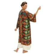 Powder Warm Ikat Kimono Gown - Chocolate Brown