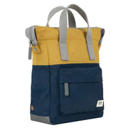 Roka Bantry B Small Creative Waste Two Tone Recycled Nylon Backpack - Midnight Navy/Mustard Yellow