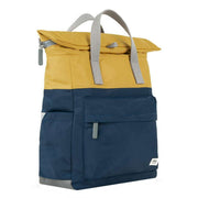 Roka Canfield B Medium Creative Waste Two Tone Recycled Nylon Backpack - Midnight Navy/Mustard Yellow