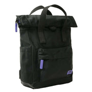 Roka Canfield B Small All Black Recycled Nylon Backpack - Black/Simple Purple