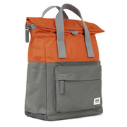 Roka Canfield B Small Creative Waste Two Tone Recycled Nylon Backpack - Graphite Grey/Burnt Orange