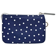 Roka Kleine Carnaby-Geldbörse aus recyceltem Canvas – Navy Polka Dot