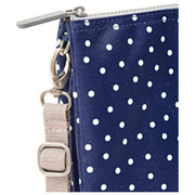 Roka Carnaby XL Umhängetasche aus recyceltem Canvas – Marineblau gepunktet