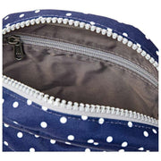 Roka Paddington B Umhängetasche aus recyceltem Canvas – Navy Polka Dot