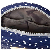 Roka Paddington B Umhängetasche aus recyceltem Canvas – Navy Polka Dot