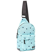 Roka Willesden B Große Umhängetasche aus recyceltem Canvas – Blau/Blaue Herzen