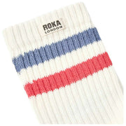 Roka Windsor Stripe Crew Socken – Küstenblau/Scharlachrot