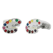 Simon Carter Artists Palette Cufflinks - Silver/Multi-colour