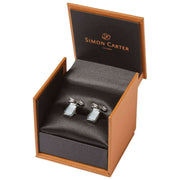 Simon Carter Golftaschen-Manschettenknöpfe – Silber/Weiß