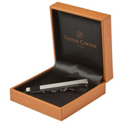 Simon Carter Onyx gebürstete Krawattenspange – Silber/Schwarz