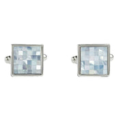 Simon Carter Small Square Chequer Cufflinks - Blue/Silver