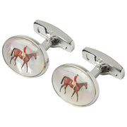 Simon Carter Stubbs Horse Manschettenknöpfe – Silber/Braun