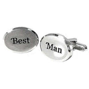 Sophos Best Man Oval Cufflinks - Silver/Black