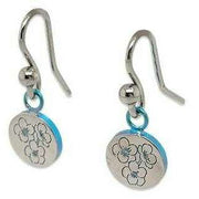 Ti2 Titanium Cherry Blossom Drop Earrings - Blue