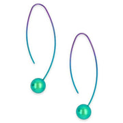 Ti2 Titanium Long Orbit Drop Earrings - Green