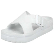 Totes SOLBOUNCE Bounce Cross Front Buckle Sandalen – Weiß
