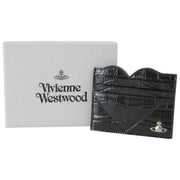 Vivienne Westwood Kartenetui mit Kroko-Herzprägung – Schwarz