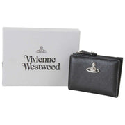 Vivienne Westwood Schmales Kartenetui aus geschmeidigem Leder mit Klappe – Schwarz