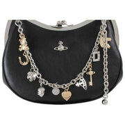 Vivienne Westwood Handtasche aus geschmeidigem Leder mit Charm-Rahmen – Schwarz