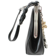 Vivienne Westwood Handtasche aus geschmeidigem Leder mit Charm-Rahmen – Schwarz