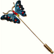 Bassin and Brown Butterfly Lapel Pin - Blue/Red