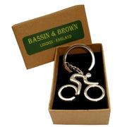 Bassin and Brown Cyclist Key Ring - Silver