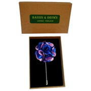 Bassin and Brown Floral Lapel Pin - Blue/Lilac