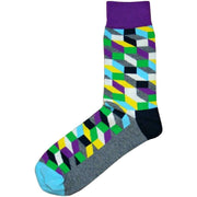 Bassin and Brown Optical Check Socks - Purple/Turquoise/Black