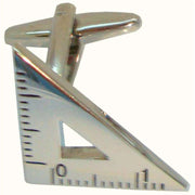 Bassin and Brown Right Angled Protractor Cufflinks - Silver