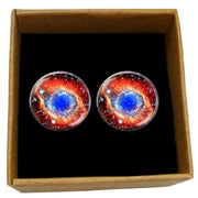 Bassin and Brown Ring Nebula Cabachon Cufflinks - Orange/Blue