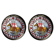 Bassin and Brown Sigillum Militum Knights Templar Cufflinks - Grey Blue/Red/White