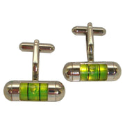 Bassin and Brown Spirit Level Cufflinks - Green/Silver