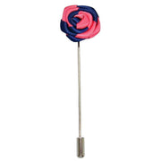 Bassin and Brown Two Colour Rose Jacket Lapel Pin - Navy/Pink