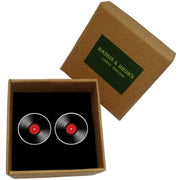 Bassin and Brown Vinyl Disc Cufflinks - Red/Black