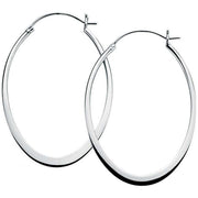 Beginnings Oval Flat Edge Hoop Earrings - Silver