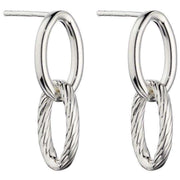 Beginnings Textured Double Link Chain Earrings - Silver