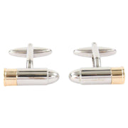 David Van Hagen 2-Tone Bullet Cufflinks - Silver/Gold