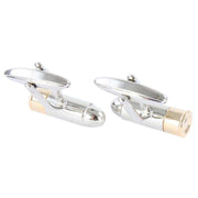 David Van Hagen 2-Tone Bullet Cufflinks - Silver/Gold