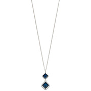 Elements Silver Double Square Montana Blue Crystal Kite Drop Pendant - Silver/Blue