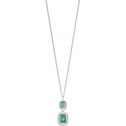 Elements Silver Green Fluorite Double Drop Pendant - Green/Silver