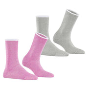 Esprit Allover Stripe 2 Pack Socks - Pink/Grey