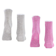 Esprit Allover Stripe 2 Pack Socks - Pink/Grey