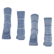 Esprit Fine Stripe 2 Pack Socks - Jeans Blue