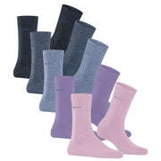 Esprit Solid Mix 5 Pack Socks - Rose/Blue Mix