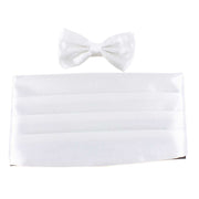 Knightsbridge Neckwear Bow Tie and Cummerbund Set - White